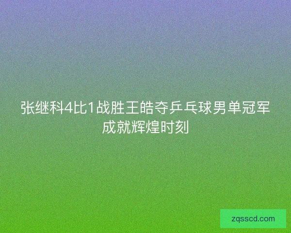 张继科4比1战胜王皓夺乒乓球男单冠军成就辉煌时刻 张继科4比1战胜王皓夺乒乓球男单冠军成就辉煌时刻